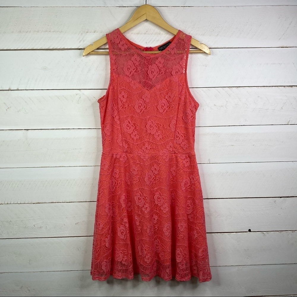 DRESSCODE LA Pink Coral Lace Midi Tank Top Sundress Above‎ Knee Dress Size Large